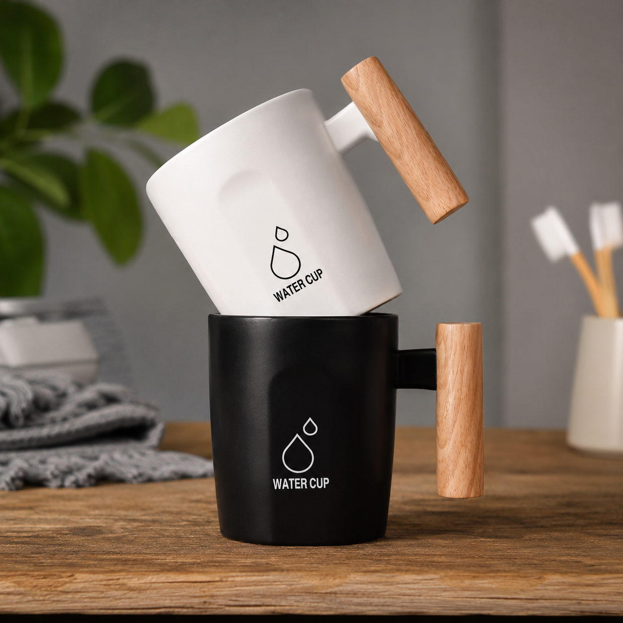 Japanese Minimalist Toothbrush Cup Set for Bathroom & Travel